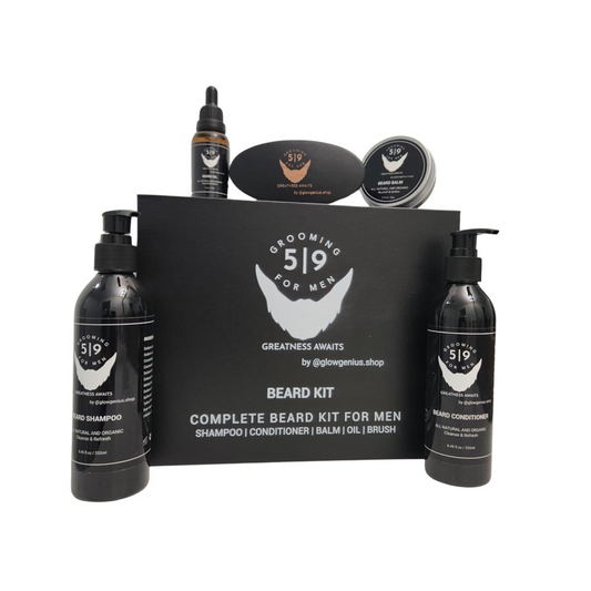 5 pc Men's Ultimate Grooming Kit. Beard Shampoo, Beard Conditioner, Musk Beard OIL, Comb and Cologne Beard Balm. Gifts for MEN, Husband, significant other by Glow Genius.