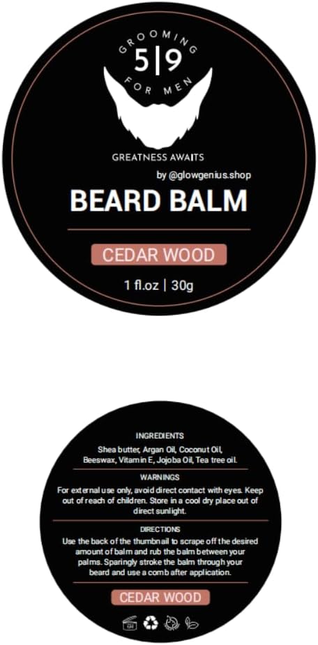 4 piece Beard Balm Set, Essential Beard Care for Men Cologne, Cedarwood, Aqua and Musk