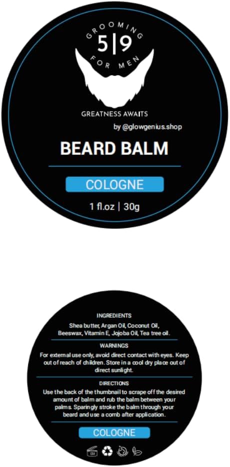 4 piece Beard Balm Set, Essential Beard Care for Men Cologne, Cedarwood, Aqua and Musk