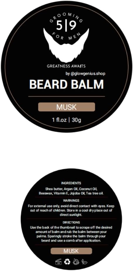 4 piece Beard Balm Set, Essential Beard Care for Men Cologne, Cedarwood, Aqua and Musk