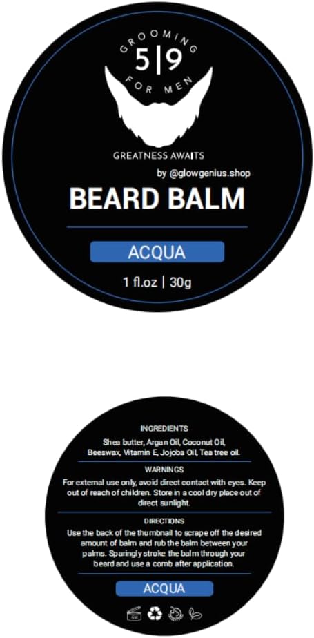 4 piece Beard Balm Set, Essential Beard Care for Men Cologne, Cedarwood, Aqua and Musk